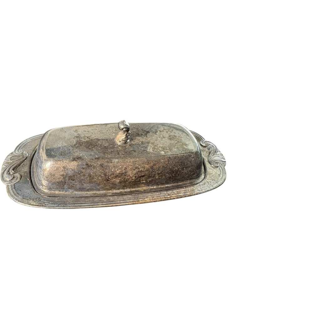 Vintage Wm A Rogers Oneida Silverplate‎ Covered Butter Dish
